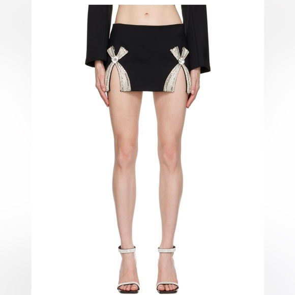AREA NYC Black Deco Bow Slit Miniskirt - NWT- size 6 - Picture 13 of 17